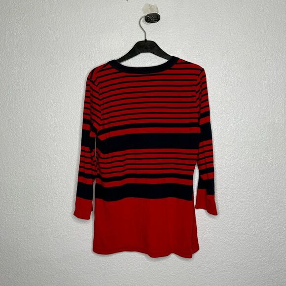 Woman’s Tommy Hilfiger Red and Blue Striped V-Neck Blouse Size M - Picture 5 of 5
